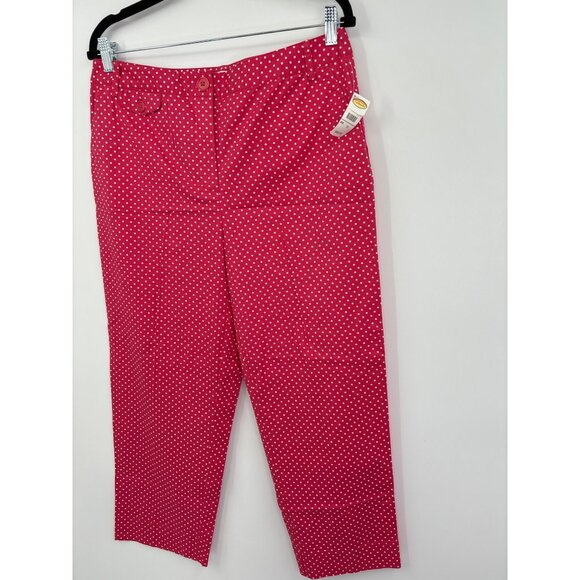 Talbots Polka Dot Crop Capri Pant Pink Size 12 NEW - Picture 2 of 6